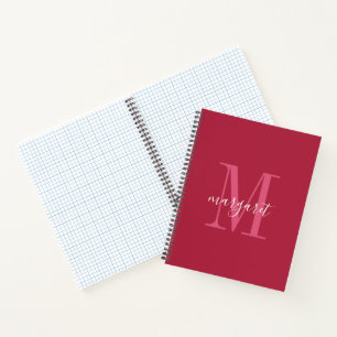 Cahier à spirale chic marron & blanc monogrammé