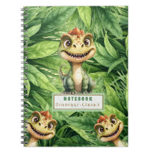 Cahier à spirale de photo de dinosaure avec nom pe