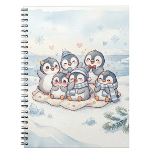 Cahier à spirale des amis manchots mignons