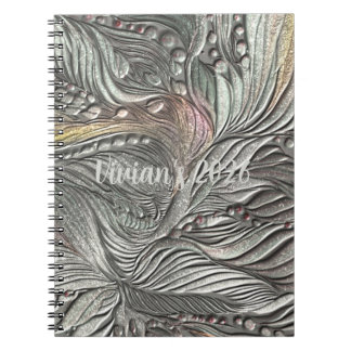Cahier à spirale en feuilles métalliques argentées