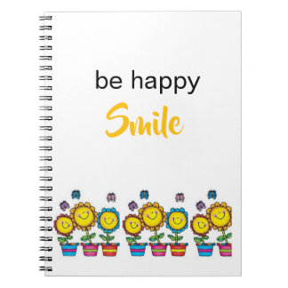 Cahier à spirale floral Tournesols Soyez Heureux 