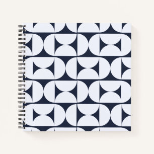 Cahier à spirale géométrique Navy Modernité du mil