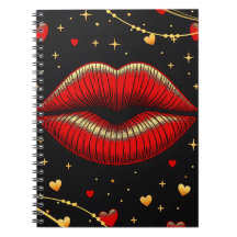 Cahier à spirale Glam Lips Rouge et Or