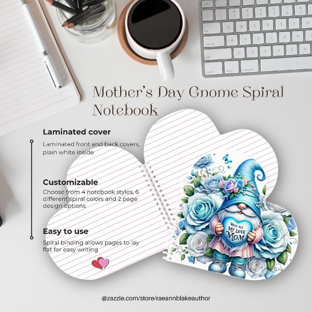 Cahier à spirale Gnome de la fête des mères (Créateur téléchargé)
