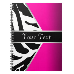Cahier à spirale noir et rose vif Zèbre