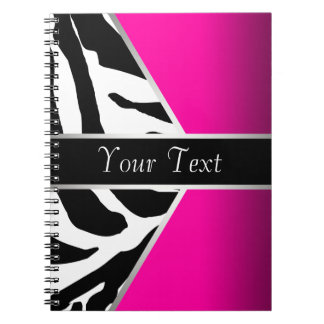 Cahier à spirale noir et rose vif Zèbre