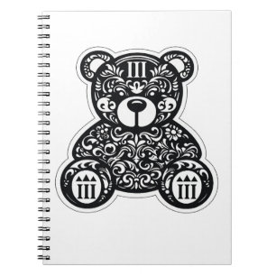 Cahier à spirale ours noir et blanc urbain