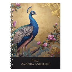 Cahier à spirale Paon en Chinoiserie