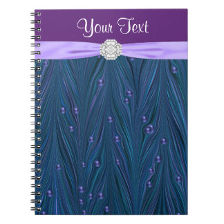 Cahier à spirale Perles de paon bleu sarcelle viol