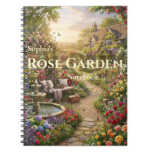 Cahier à spirale personnalisé du jardin de roses