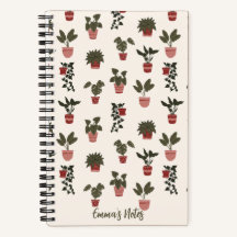 Cahier à spirale plante en pot | joli journal