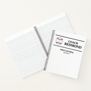 Cahier à spirale pour entraîneur de baseball (ou t