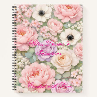 Cahier à spirale Roses roses personnalisé pour fem