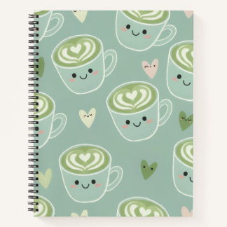 Cahier à spirale vert pastel au matcha mignon