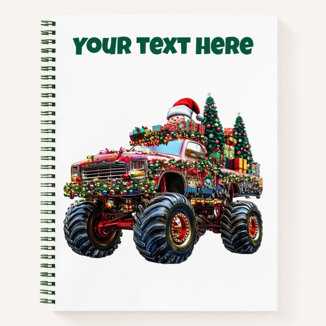 Cahier à spirales de Noël de Monster Truck modifia (Devant)