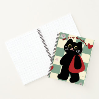 Cahier à spirales mignon chat noir Cozy Notebook