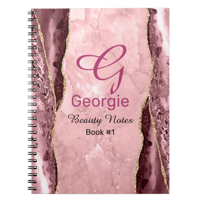 Cahier Agate Rose & Or (Devant)