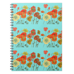 Cahier Aqua Fleurs Florales Pavots Orange