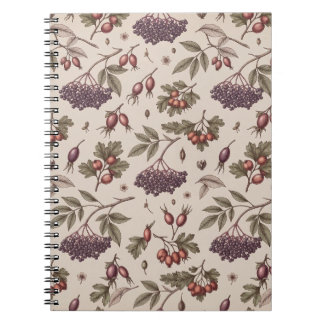 Cahier botanique vintage cynorhodon et sureau