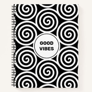 Cahier Cercles Spirales Abstraits en Noir et Blanc