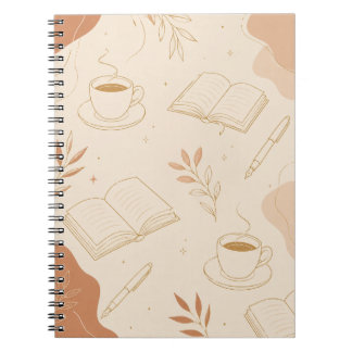 Cahier d'Académie de Café et de Livres Minimaliste