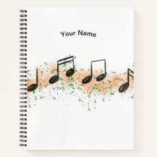 Cahier d'art abstrait de notes de musique colorées
