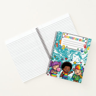 Cahier de composition en marbre sarcelle pour enfa