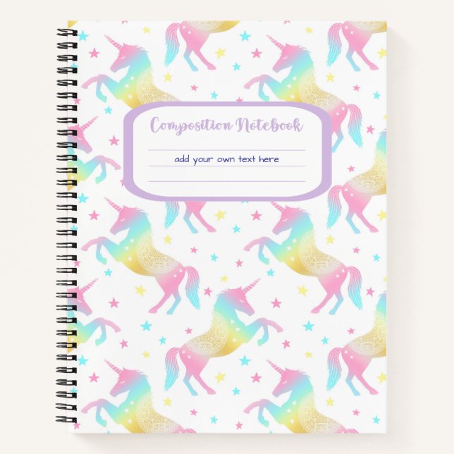 Cahier de composition Licorne Arc-en-ciel pour fil (Devant)
