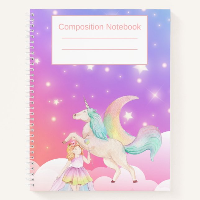 Cahier de composition Licorne pour filles (Devant)