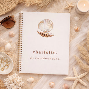 Cahier de croquis coquillage perle beige moderne