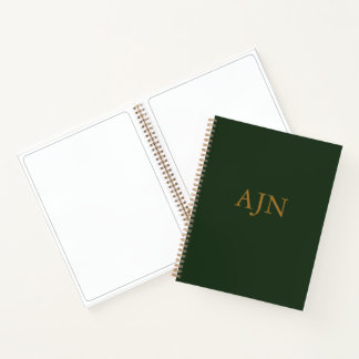Cahier de croquis d'art à monogramme vert Cadeau