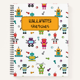 Cahier de croquis de robots multicolores mignons p