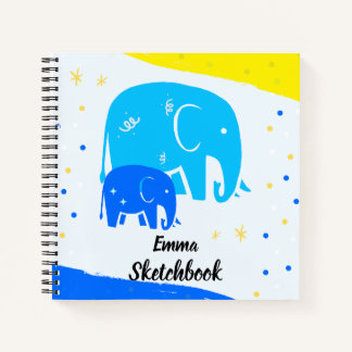 Cahier de croquis éléphant personnalisé pour enfan