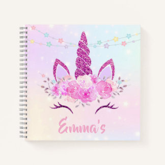 Cahier de croquis Licorne personnalisé pour Enfant
