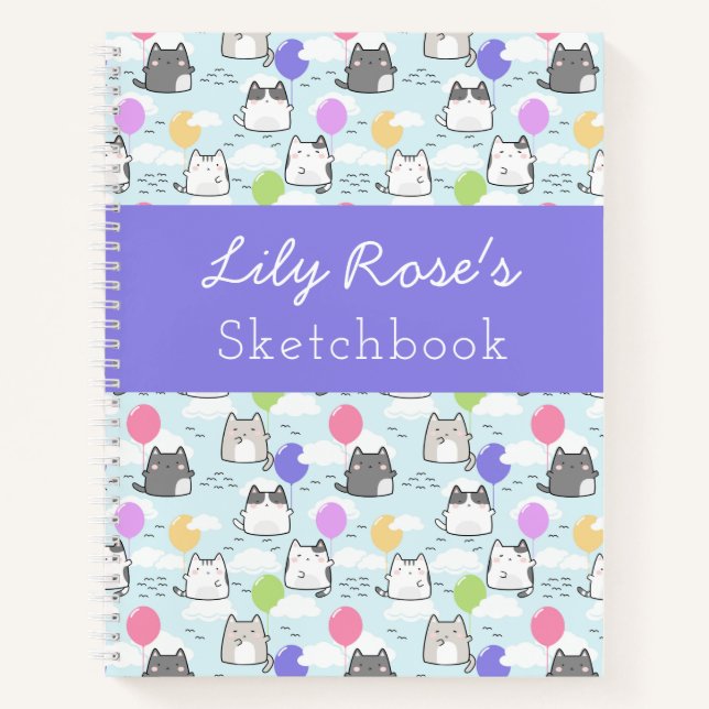 Cahier de croquis pour enfants motif chats mignons (Devant)
