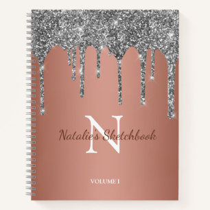 Cahier de croquis Rose Gold aux gouttes de paillet