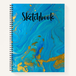 Cahier de croquis scolaire à motif doré