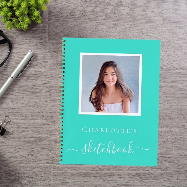 Cahier de croquis typographie de filles photo turq (Créateur téléchargé)