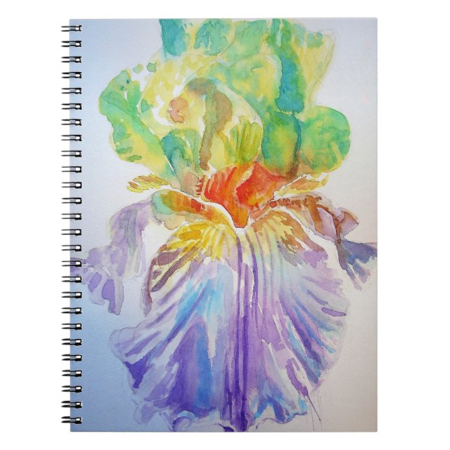 Cahier de fleurs d'iris floral jaune violet (Devant)