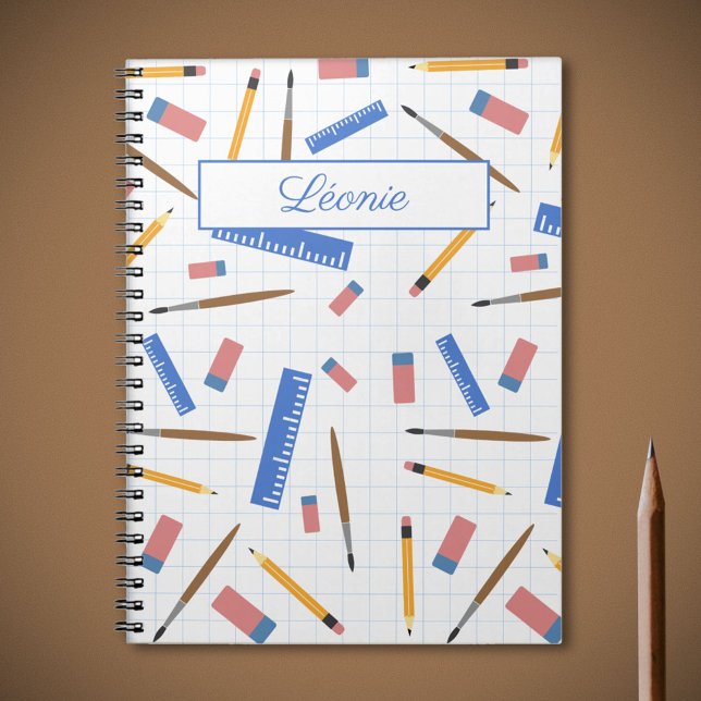 Cahier de fournitures scolaires (School Supplies Pattern Notebook)