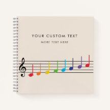 Cahier de musique arc-en-ciel personnalisé Profess