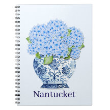 Cahier de Nantucket à motifs floraux bleu et blanc