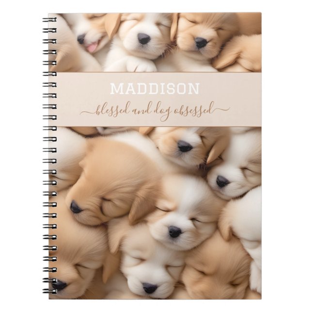 Cahier de nom d'amoureux de chiens chiots mignons (Devant)