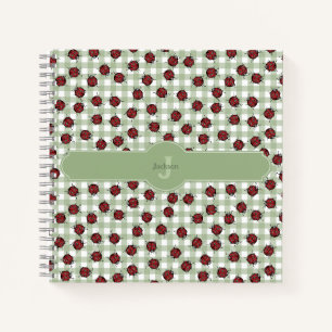 Cahier de nom Ladybug Gingham Vert