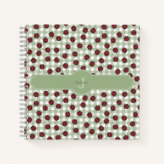 Cahier de nom Ladybug Gingham Vert  (Devant)