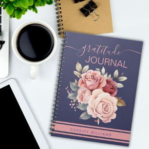 Cahier de notes de gratitude de fleurs violettes e