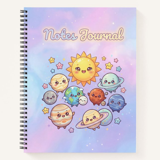 Cahier de notes mignon du système solaire (Devant)