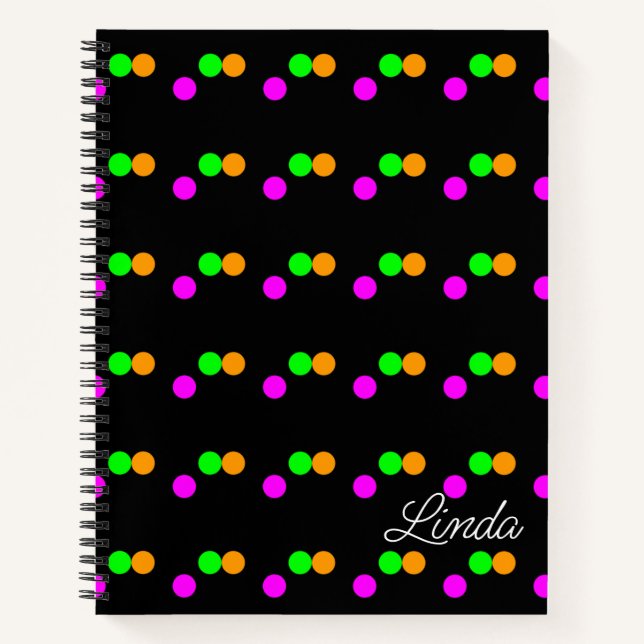 Cahier de notes Nom Points Brillants (Devant)