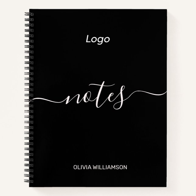 Cahier de notes professionnel à logo noir (Devant)