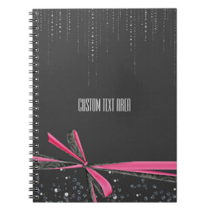 Cahier de notes Ruban à paillettes et nœud rose & 